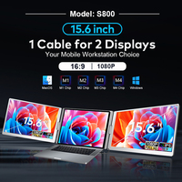 Monitor Laptop Portabel IPS Layar Lipat Tiga 15,6 Inci Full HD 360 °   Perpanjang Layar yang Dapat Diputar