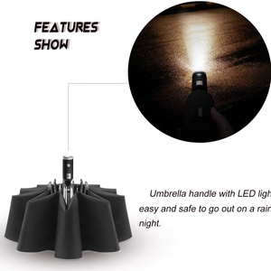 Inverted <b>Umbrella</b> Reflective Stripe Lightweight Folding <b>Umbrella</b> Folding Reverse LED <b>Umbrella</b> - Product Image 3