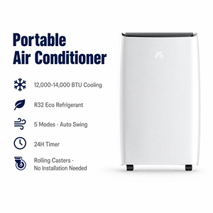 Climatiseur portable 12000 <span class=keywords><strong>BTU</strong></span> 1 tonne 1,5 CV R32 éco-responsable avec contrôle Wi-Fi, refroidissement seul, prix de gros en Chine - Product Image 1
