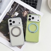 Funda Magnética Giratoria Translúcida Esmerilada de Alta Calidad para iPhone 17 16 15 14, Carcasa Protectora Antigolpes con Soporte Trasero