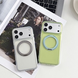 High quality Frosted Translucent Magnetic Rotation stand Mobile phone case for iPhone 17 16 15 14 Shockproof holder cover <b>back</b> - Product Image 2