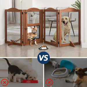 Barrière de sécurité autoportante pour animaux de compagnie la plus vendue avec <span class=keywords><strong>porte</strong></span> pour chat, clôture intérieure en <span class=keywords><strong>bois</strong></span> et maille métallique pour portes et escaliers domestiques - Product Image 1