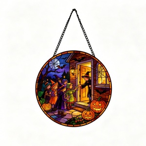 New Christmas-themed Glass Animal Traditional Pendant Laser-Cut Wall Mount Home Garden Outdoor Handmade <b>Window</b> Decoration Sun - Product Image 2