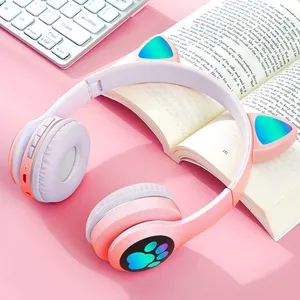 Chat mignon Macaron écouteur 3.5mm écouteurs stéréo intra-auriculaires avec étui micro pour téléphone filles enfant enfant étudiant pour cadeau