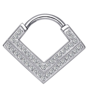 Piercing Stories ASTM F136 Titane Pavé CZs Angulaire Articulé Segment Nez Boucles D'oreilles Anneau Piercing Bijoux - Product Image 4