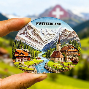 Aimants de réfrigérateur en résine 3D représentant des villages alpins suisses, souvenirs de paysages de montagne suisses pour cadeaux de voyage - Product Image 3