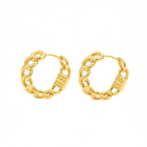 Boucles d'oreilles créoles en alliage plaqué or avec fermoir, bijoux de fête tendance, accessoire de mode unisexe - Product Image 1