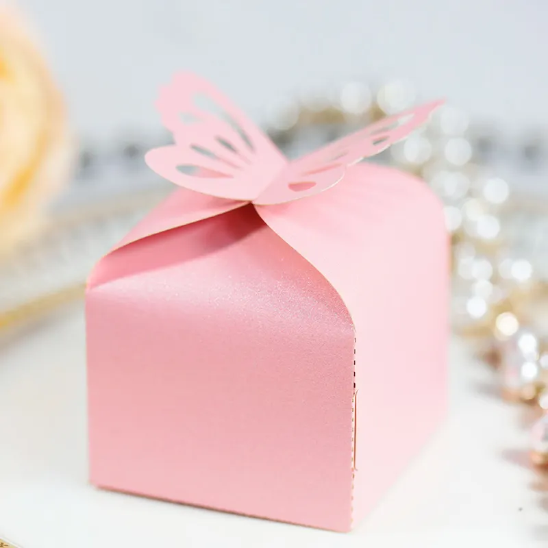 50 pcs Small Pink Butterfly Favor Boxes Kleine Gunst Schmetterling Geschenk boxen Cookie Hochzeit Candy Box für Mädchen Baby Shower