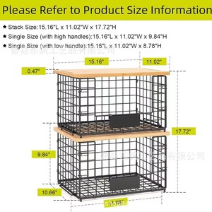 Wooden Metal Storage <b>Basket</b> With Cutting Board For Kitchen Fruit <b>Vegetable</b> Organizer Durable Rectangle <b>Standing</b> Type - Product Image 5