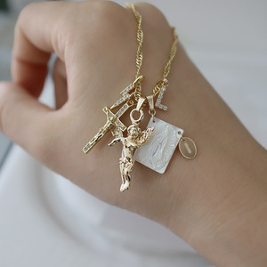 Sculpture à la main vadrouille coquille camée la vierge marie pendentif/breloque en acier inoxydable fermoir rond collier à faire soi-même Bracelet accessoires - Product Image 1