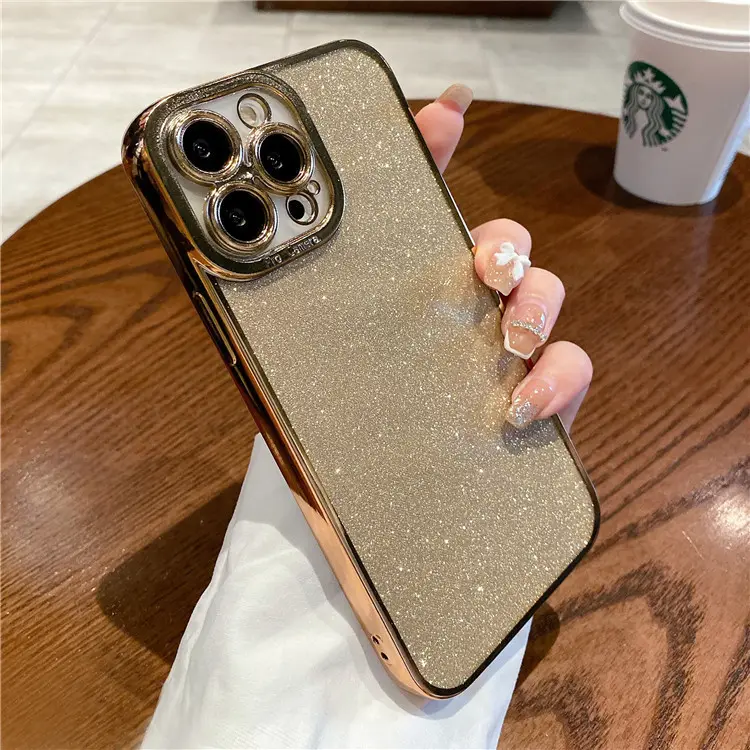 Voor Iphone 15 Camera Full Lens Luxe Bling Glitter Pailletten Telefoonhoesje Met Sprankelende Glitter Voor Iphone 14 13 Pro 12 Voor Vrouw