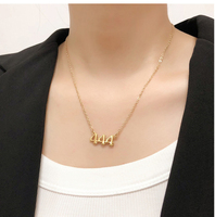 Collier Pendentif Chiffres Angélistes 222 333 444 777 Tendance Unisexe Zircon Pavé Perles Numérologiques Alliage de Cuivre Plaqué Argent Bijou Cadeau