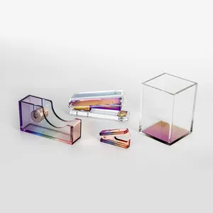 HOMESWEET Wholesale Acrylic Stationery Container Storage Box For Office Desk Stationary Gift Set