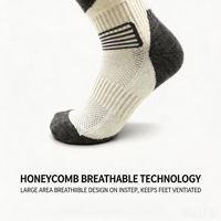 Chaussettes épaisses en laine mérinos thermique, respirantes, avec revers rembourré, absorption des chocs, pour sports d'hiver, ski, snowboard, plein air
