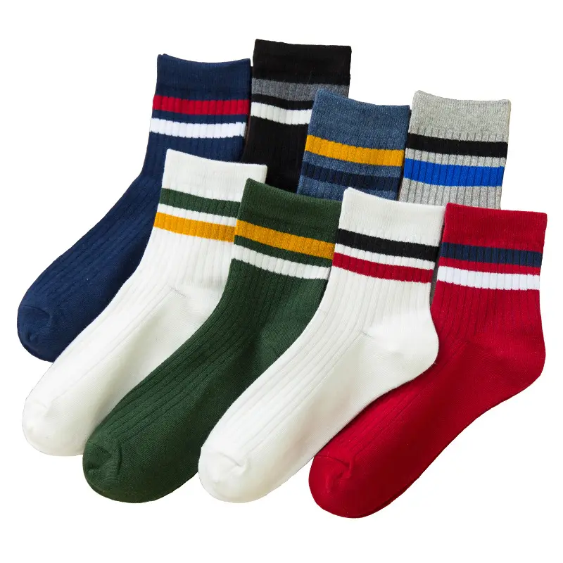 Fashion Custom Men Cotton Socks Wholesale Striped Custom Unisex Socks