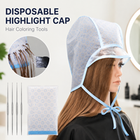 Bonnet de coloration jetable en PE avec aiguille en plastique pour la coloration des cheveux, outils de coiffure pour salons de coiffure et barbiers, vente en gros