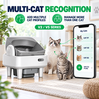 Bac à litière intelligent pour chat V5, design ouvert, avec spray désodorisant automatique en option, contrôle par application et pieds de support amovibles