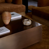 Table basse carrée moderne de luxe en acier inoxydable sur mesure pour salon