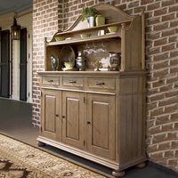 Buffet d'appoint rustique en chêne vieilli style artisanal avec étagère supérieure ouverte pour salle à manger et salon