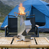 Réchaud de camping portable INBESTCAMP en acier inoxydable - Réchaud à bois pliable pour la randonnée et l'extérieur