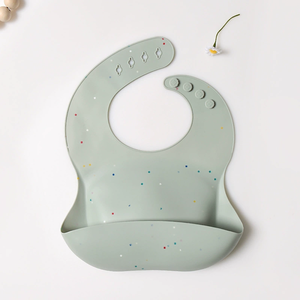Babero de puntos de color de silicona ajustable directo de fábrica para bebés y niños pequeños a prueba de agua y suave para niños/niñas con logotipo personalizado - Product Image 4