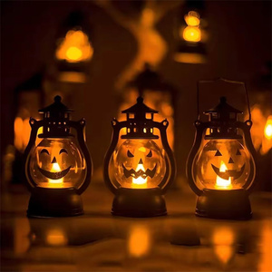 Vente en gros de lanterne citrouille à LED scintillante-style de lampe à huile vintage avec flamme réaliste alimentée par batterie <span class=keywords><strong>Jack</strong></span>-<span class=keywords><strong>o</strong></span>-lanterne portable - Product Image 2