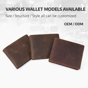 Cartera de Cuero Crazy Horse para Hombre, Diseño de Diseñador, Bloqueo RFID, Billetera Corta Minimalista de Negocios, de Lujo, con Forro de Poliéster - Product Image 1