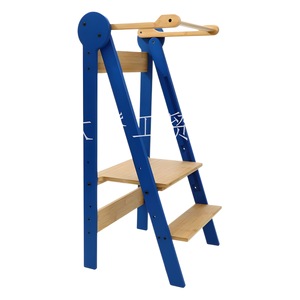 Children's Wooden Folding Learning Tower With Handrail Montessori Step <b>Stool</b> For Kids Solid Wood Construction - Product Image 4