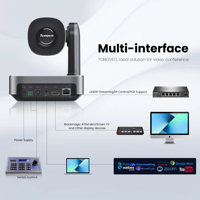 Sistema de Video con Cámara PTZ de Seguimiento Automático con IA y Zoom de 20X para Conferencias VL20N (USB+HDMI+LAN+POE) con Controlador de Joystick KB200