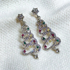 Orecchini Pendenti a Forma di Albero di Natale per Donne, Gioielli Scintillanti e Colorati, Regalo Festivo alla Moda - Product Image 3
