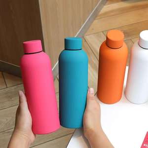 Botella Deportiva de Boca Pequeña de 500 ml con Recubrimiento de Goma, Doble Aislamiento al Vacío, Acero Inoxidable 304, Botella Recta Estilo Americano para Refrescos - Product Image 2