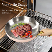 Poêle à frire en acier inoxydable 316 de haute qualité avec un couvercle aux bords dorés, adaptée aux cuisinières à gaz et aux cuisinières à induction