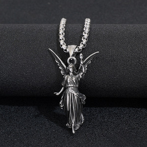 yunnique Stainless Steel Angel Pendant Necklace Unisex Retro Fashion Jewelry Wings Design JD215 - Product Image 2