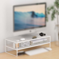 Support d'écran en maille métallique pour bureau, étagère de rangement de bureau moderne en maille noire