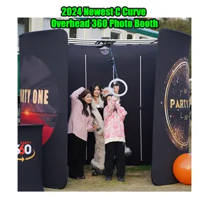 2024 grosir disesuaikan Booth foto 360 Selfie Overhead otomatis dengan Led mengisi cahaya Sky360 Overhead foto Booth 360