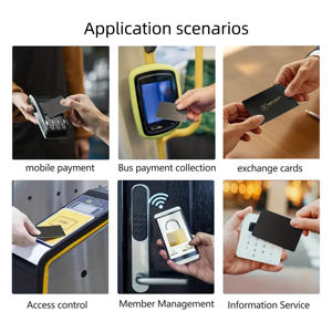 Настраиваемая печатаемая <span class=keywords><strong>NFC</strong></span>-карта черного цвета Ntag213/Ntag215/Ntag216, перезаписываемая матовая черная пустая смарт-карта <span class=keywords><strong>RFID</strong></span> для использования в отелях - Product Image 3