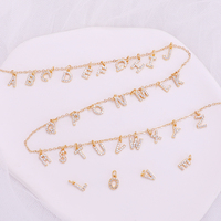 Pendentif lettre initiale plaqué laiton Zircon collier sans ternissement pendentif breloques or pierre précieuse zircon cubique super blanc 18K fête