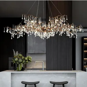Fransız hafif lüks yemek odası kristal avize yaratıcı tasarım villa oturma odası lamba bakır yemek odası lambaları