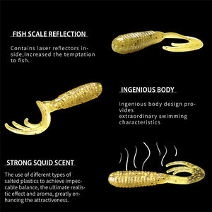 Leurre souple en silicone Curly Kicker Tail, emballage personnalisé, stock, inventaire d'usine, appâts de pêche souples en PVC CTF60 - Product Image 3