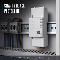 Interrupteur relais intelligent WiFi sur rail DIN 63A 80A, contrôle à distance via l'application Tuya, protection automatique contre les surtensions et les sous-tensions, CE