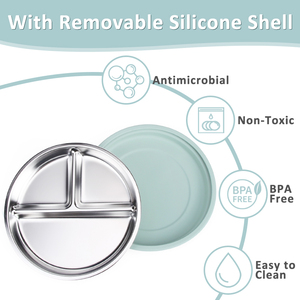 Bộ đồ ăn trẻ em bằng silicon, thìa dĩa inox 304, ống hút, cốc tập uống, bát ăn hai tai, đĩa hút chân không cho bé - Product Image 6