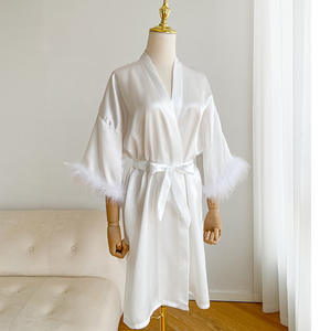 Robe de nuit kimono en satin personnalisée avec logo pour femmes, vêtements de nuit pour femmes, robe de mariée de luxe, robe longue pour demoiselles d'honneur, robes de matinée pour femmes - Product Image 4