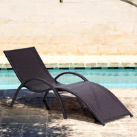 Chaise longue de piscine extérieure, chaise de patio, chaise de plage, chaise de véranda, chaise de villa, imperméable, anti-UV, en métal et bois, avec accoudoirs
