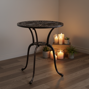 Tavolo Bistrot Moderno Rotondo in Alluminio Pressofuso <span class=keywords><strong>da</strong></span> 24 Pollici con Foro per Ombrellone <span class=keywords><strong>da</strong></span> 2 Pollici per Uso Esterno - Product Image 2