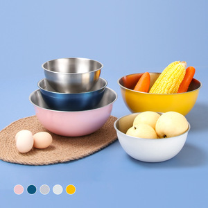 Ensemble de saladiers en acier inoxydable 17 cm, 19 cm, 23 cm, 25 cm, bols de mélange colorés pour la cuisine, la pâtisserie et la préparation des pâtes - Product Image 1