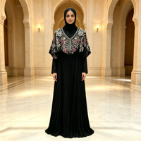 Robe longue kaftan marocaine élégante brodée de sequins, à manches courtes, plissée, richement perlée, col en V, grande taille, pour adultes, Ramadan, Aïd