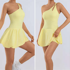 Vestido Deportivo Personalizado para Gimnasio, Suave, Transpirable, con Tirante Único en la Espalda, Rosa, Amarillo, Negro, de una Sola Pieza, para Yoga - Product Image 4