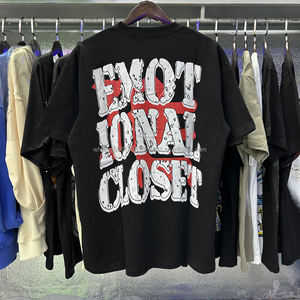 Top Quality Heavyweight 100% Cotton Mixed Emotiones Men's Clothing Streetwear Graphic Printed Loose Vintage T-Shirts for Men - Product Image 4