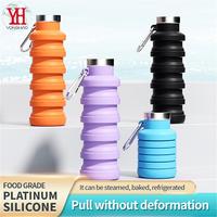Bouilloire pliable en silicone écologique de 500 ml, bouteille d'eau portable pliable pour les sports de plein air, le camping, la randonnée, les voyages, sans BPA