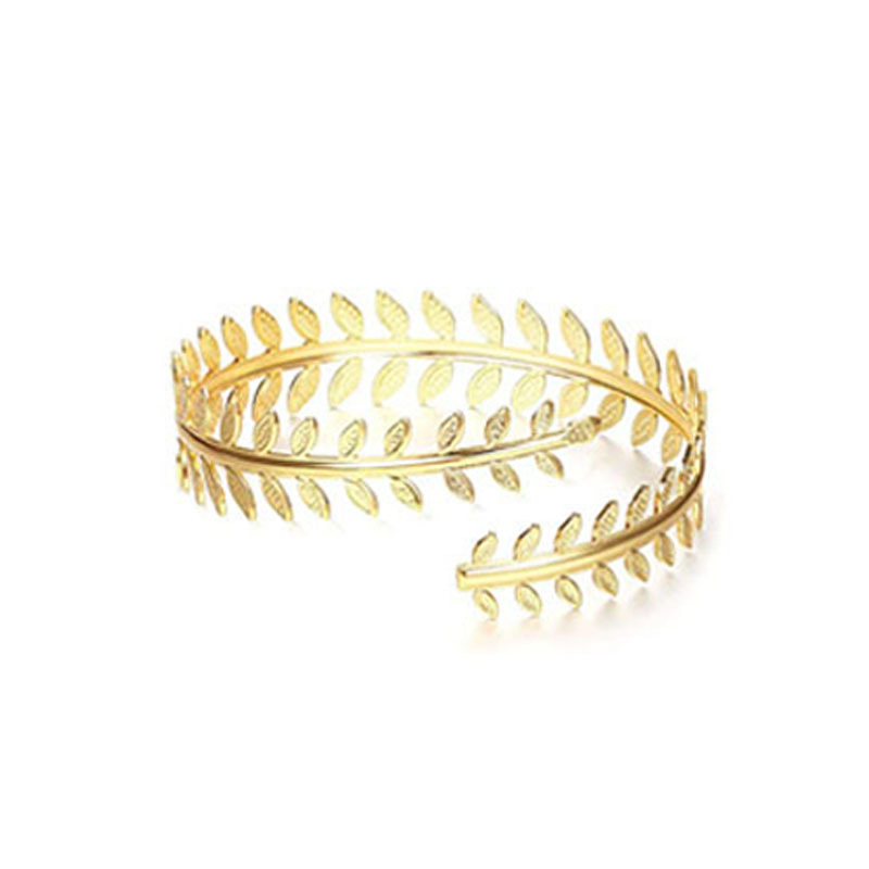Golden small leaf arm ring